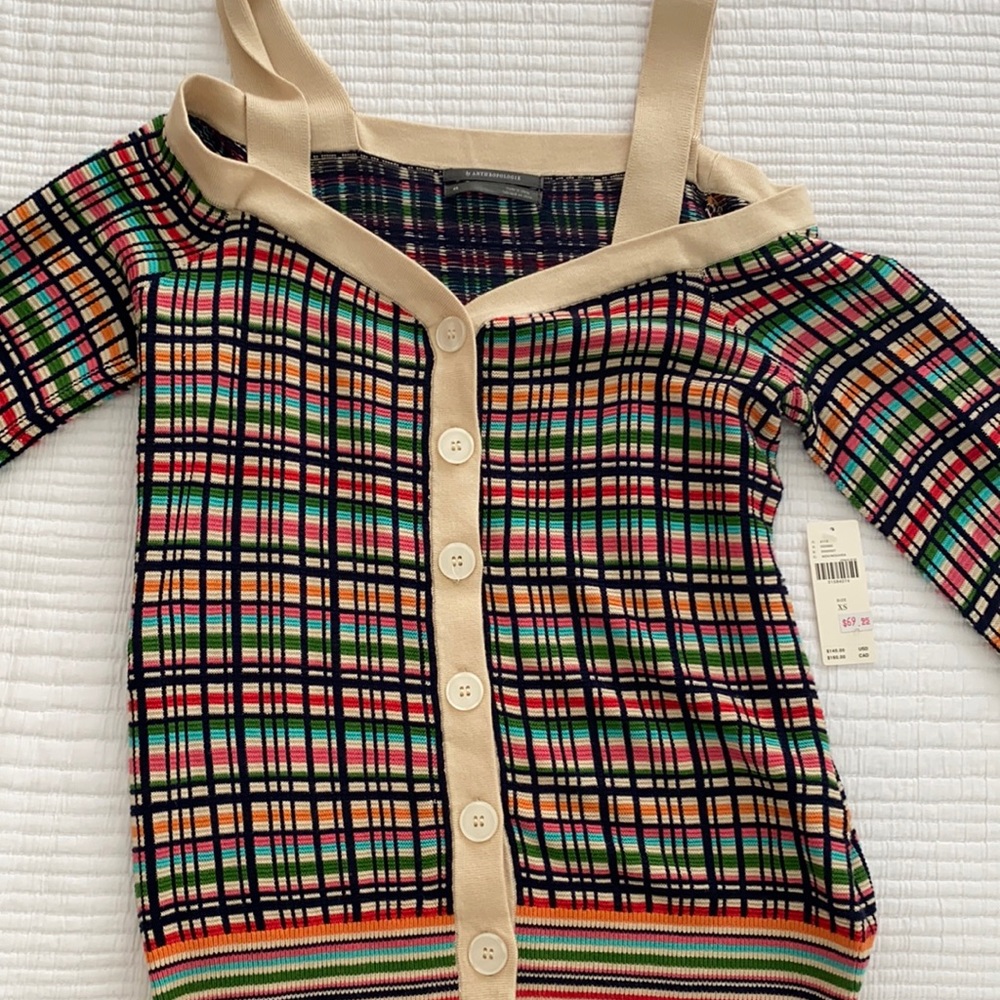 NWT Cold Shoulder Striped Cardigan